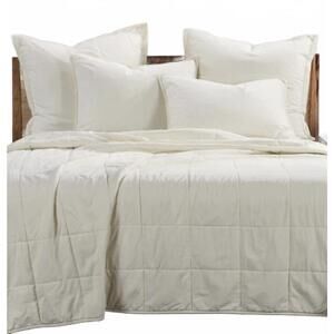 NEW PASEO ROAD cotton canvas coverlet in cream stonewashed